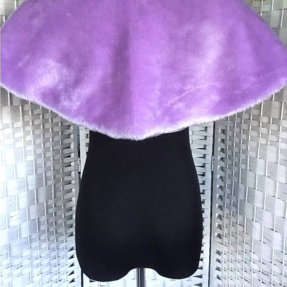 Light Purple Faux Fur Cape Capelet Lavender Lilac Amethyst NWOT - Picture 7 of 16